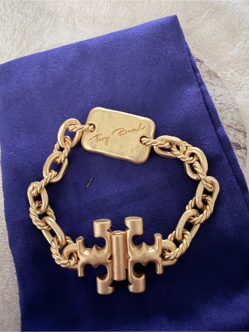 Tory Burch Gold-Tone Logo Chain Bracelet